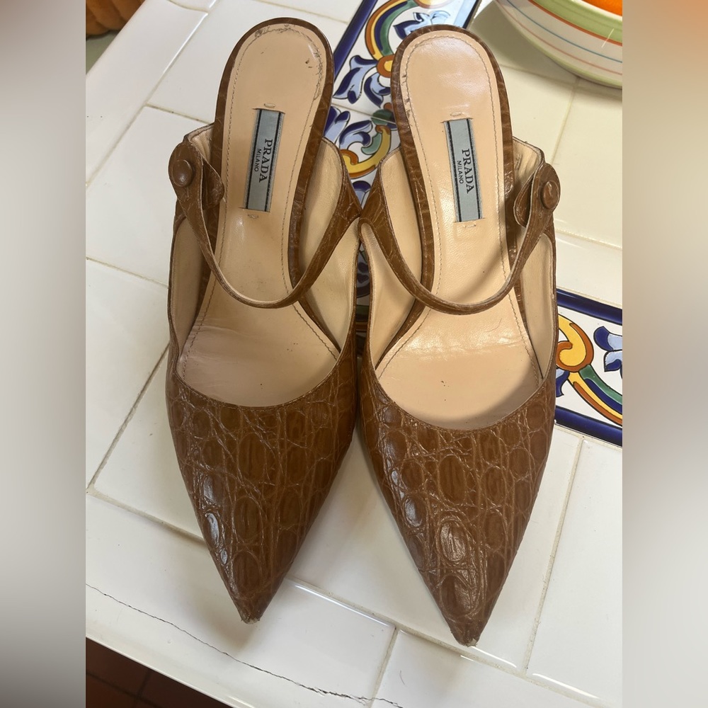 Beautiful Prada Crocodile Mules
